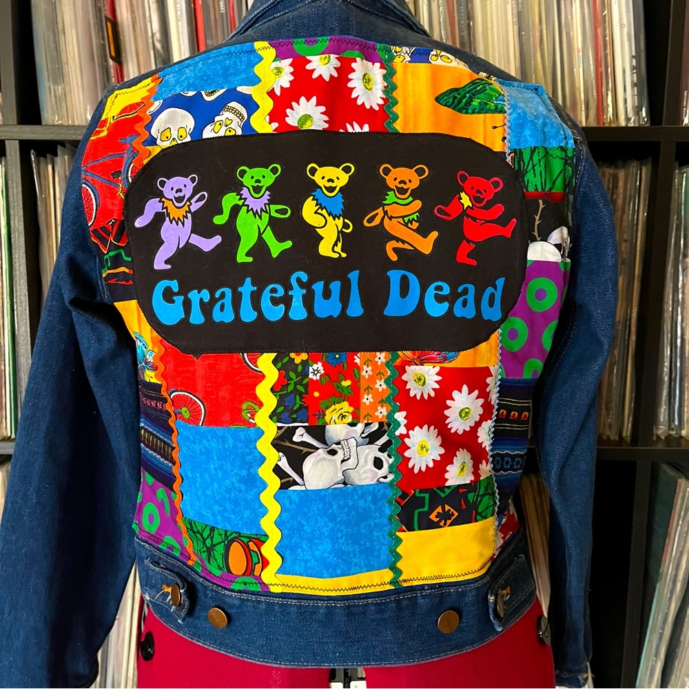 Vintage Wrangler cotton denim jean jacket GRATEFUL DEAD patchwork phish ♥️⚡️💙 S